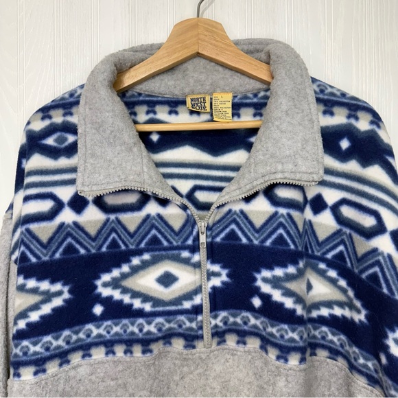 Vintage 90’s North West Blue Fleece pull over shirt size Large - Picture 2 of 9